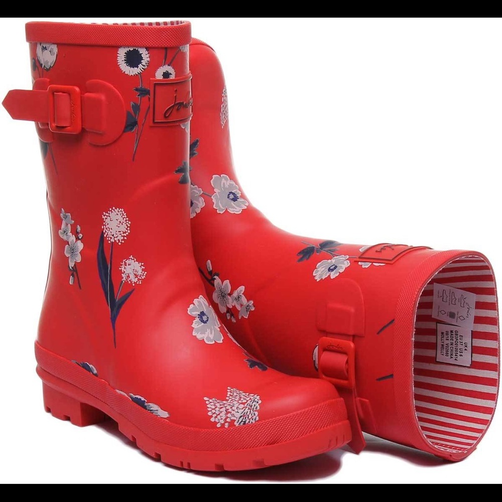 Joules Ladies Red Botanical Molly Wellies